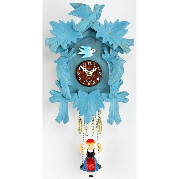 Kuckulino Black Forest Clockwith quartz movement and cuckoo chime, blue TU 2002 SQ blau