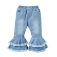 thumbnail image 1 of Kucnuzki 12 Months Infant Baby Girls Pants 12-18 Months Flared Denim Pants Jeans Pants Blue, 1 of 7