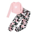 thumbnail image 1 of Kucnuzki 13 Years Big Girls Winter Clothes Set 14 Years Youth Teen Kids Outfits Long Sleeves Knit Top Star Print Crop Top Camouflage Cargo Pants Sets 2pcs Clothing Pink 13-14Y, 1 of 9
