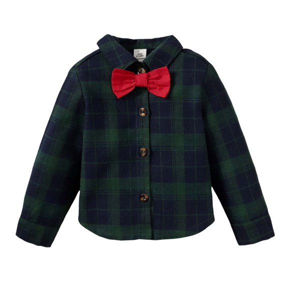 Kucnuzki 18 Months Baby Boy Winter Tops Baby Boy Coats 24 Months Long Sleeve Classic Plaid Prints Shirt Top Green
