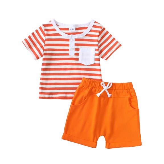 Kucnuzki 2T Toddler Boy Spring Summer Outfits Shorts Sets 3T Short Sleeve Casauk Letter Pattern Color-Blocked T-Shirt Top Elastic Blue-Gray Camouflage Shorts 2PCS Set Orange