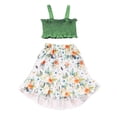 thumbnail image 1 of Kucnuzki 2T Toddler Girl Summer Outfits Skirts Sets 3T Sling Lace Trims Camisole Top Elastic Floral Prints Skirts 2PCS Set Green, 1 of 6