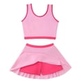 thumbnail image 1 of Kucnuzki 3T Toddler Girl Swimsuit Set 4T Child Gilrs Bathing Suit Color Block Top Swimming Skirt with Shorts 2pcs Bikini Set Summer Beach Breathable Tankini Set Pink, 1 of 10
