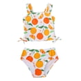 thumbnail image 1 of Kucnuzki 4T Toddler Girls Swimsuit Set 5T Girl Summer Bathing Suit Drawstring Top Bottoms 2pcs Bikini Set Beach Breathable Tankini Set Swimwear Orange, 1 of 10