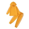 thumbnail image 1 of Kucnuzki 4T Toddler Girls Winter Outfits 5T Toddler Girls Warm Clothes Sets Long Sleeves Hoodie Sweatshirt Top Elastic Pants 2pcs Pant Sets Yellow, 1 of 8