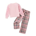 thumbnail image 1 of Kucnuzki 7 Years Big Girls Outfits Fall Winter 8 Years Big Girls Clothing Sets Puff Long Sleeves Top Plaid Pants 2pcs Sets Autumn Winter Pink, 1 of 7