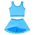 thumbnail image 1 of Kucnuzki 7T Big Girl Swimsuit Set 8T Child Gilrs Bathing Suit Color Block Top Swimming Skirt with Shorts 2pcs Bikini Set Summer Beach Breathable Tankini Set Blue, 1 of 9