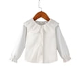thumbnail image 1 of Kucnuzki 9 Months Baby Girl Winter Tops Baby Girl Tops 12 Months Long Sleeve Peter Pan Collar Lace Trims Shirt Pink, 1 of 7