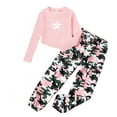 thumbnail image 1 of Kucnuzki 9 Years Big Girls Winter Clothes Set 10 Years Youth Child Kids Outfits Long Sleeves Knit Top Star Print Crop Top Camouflage Cargo Pants Sets 2pcs Clothing Pink 9-10Y, 1 of 9