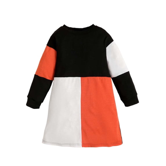 Kucnuzki Infant Baby Girl Clothes 18 Months Fall Winter Dress 24 Months Long Sleeve Elegant Contrast Color Dress Multi-color