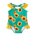 thumbnail image 1 of Kucnuzki Infant Baby Girls Swimsuits 18-24 Months Summer Bathing Suits Ruffle Sleeveless Floral One piece Beach Swimwear Green, 1 of 9