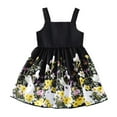 thumbnail image 1 of Kucnuzki Kids Girl Clothes 5T Spring Summer Dress 6T Suspender Pure Color Upper Cute Bunny Printing Hems Dress Black 5-6 Years, 1 of 7