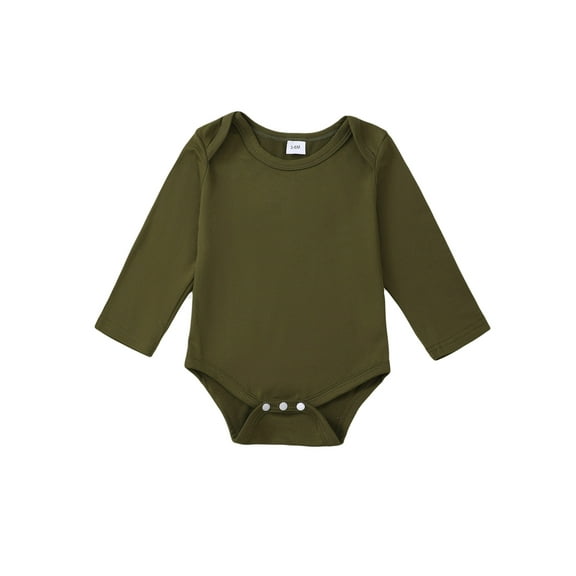 Kucnuzki Newborn Baby Boys Bodysuits 6-12 Months Baby Boys Winter Clothes Round Neck Long Sleeves Romper Solid Color One-piece Overalls Baby Boys Warm Casual Clothing Green