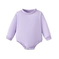 thumbnail image 1 of Kucnuzki Newborn Baby Girl Clothes 0 Months Fall Winter Bodysuit 3 Months Long Sleeve Solid Color Romper Bodysuit Purple, 1 of 6