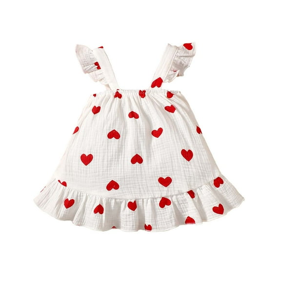 Kucnuzki Newborn Baby Girl Clothes 0 Months Spring Summer Dress 1 Months Long Sleeve Elegant Little Heart Prints Lace Trims Dress White 0-1 Months