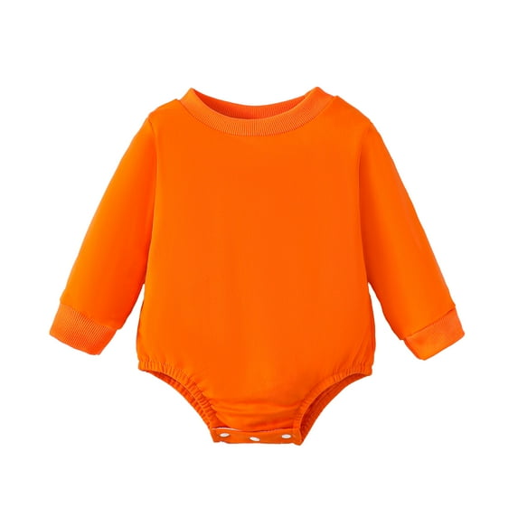 Kucnuzki Newborn Baby Girl Clothes 3 Months Fall Winter Bodysuit 6 Months Long Sleeve Solid Color Romper Bodysuit Orange