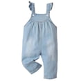thumbnail image 1 of Kucnuzki Newborn Baby Girl Clothes 9 Months Summer Bodysuit 12 Months Suspender Wide Neck Solid Color Onesies Denim Jumpsuit Sleeveless Bodysuit Blue, 1 of 6