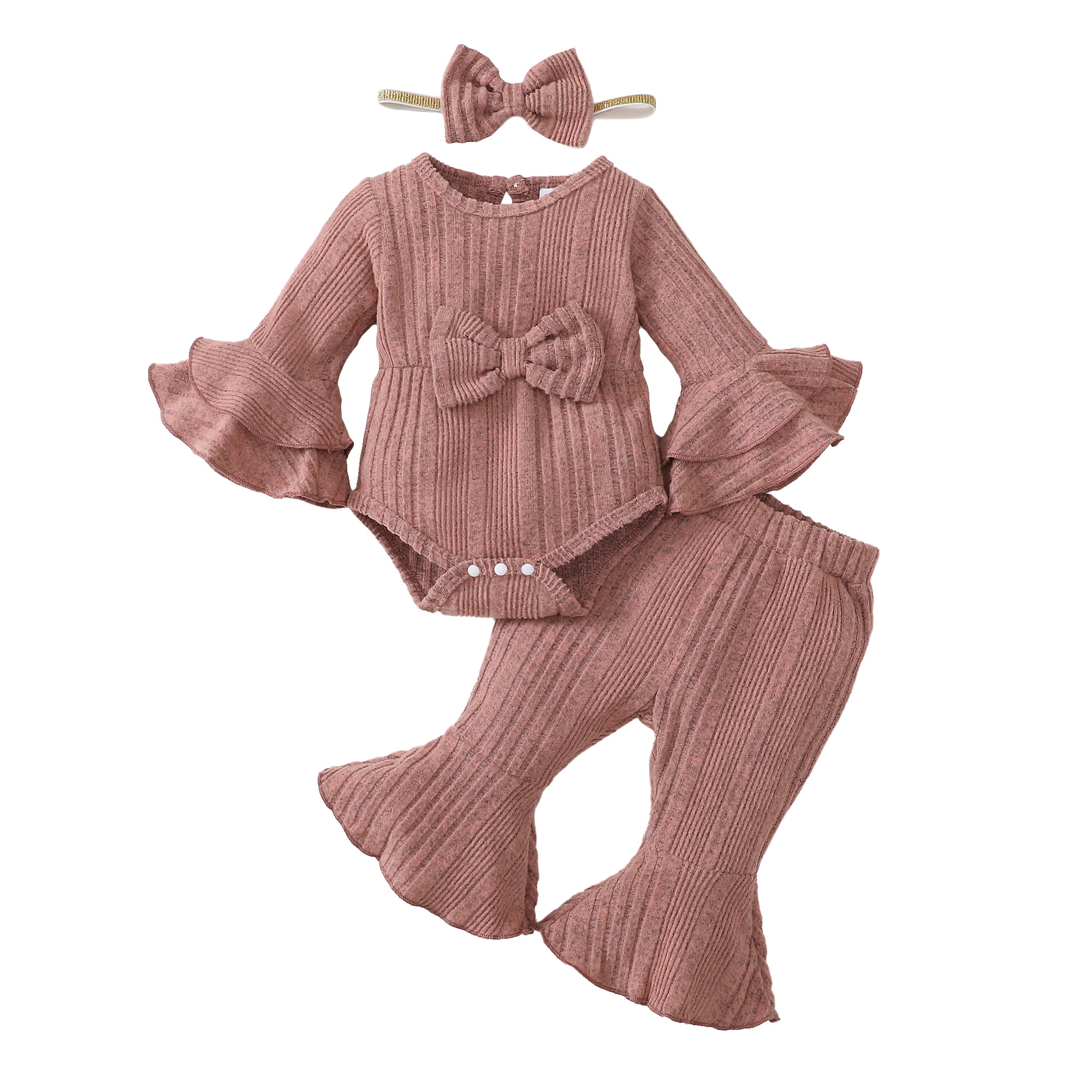 Kucnuzki Newborn Baby Girls Winter Outfits 0-3 Months Warm Clothes Sets ...
