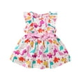 thumbnail image 1 of Kucnuzki Toddler Girl Clothes 2T Summer Dress Sets 3T Fly Sleeve Little Dino Prints Dress Sleeveless Drees Multi-color, 1 of 9