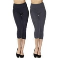 thumbnail image 1 of Kuda Moda 2-Pack Capri Leggings For Women 3 inch Wide Waistband Yoga Sports Ultra Soft Capri Legging Pants (XL/2XL), 1 of 7