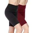 thumbnail image 1 of Kuda Moda 2-Pack Women 3 inch High Waist Bike Short Biker Shorts Legging Ultra Soft Sports Yoga Pants (Black/Burgundy) (XPlus Size 2XL/3XL), 1 of 8