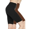 thumbnail image 1 of Kuda Moda 2-Pack Women 3 inch High Waist Bike Short Biker Shorts Legging Ultra Soft Sports Yoga Pants (Black/Cognac)(Plus Size XL/2XL), 1 of 7