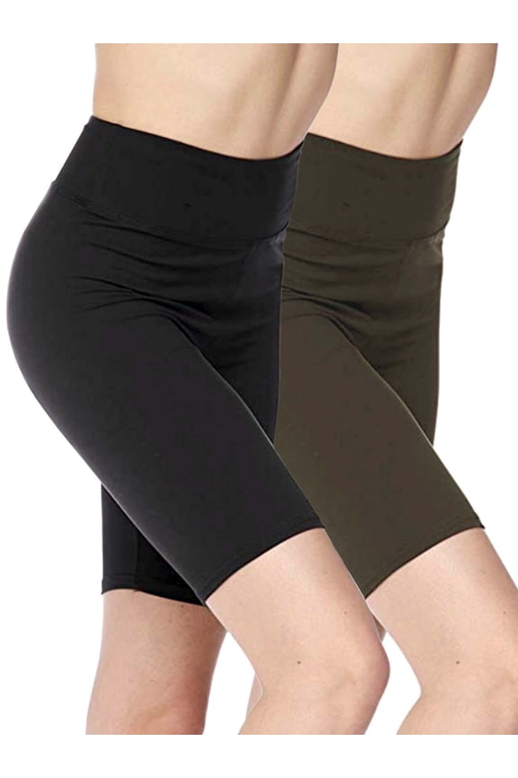 2-Pack Women 3 inch High Waist Bike Short Biker Shorts Legging Ultra Soft Sports Yoga Pants (Black/Gray)(One Size S/M/L)