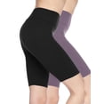 thumbnail image 1 of Kuda Moda 2-Pack Women 3 inch High Waist Bike Short Biker Shorts Legging Ultra Soft Sports Yoga Pants (Black/Purple)(Plus Size XL/2XL), 1 of 7