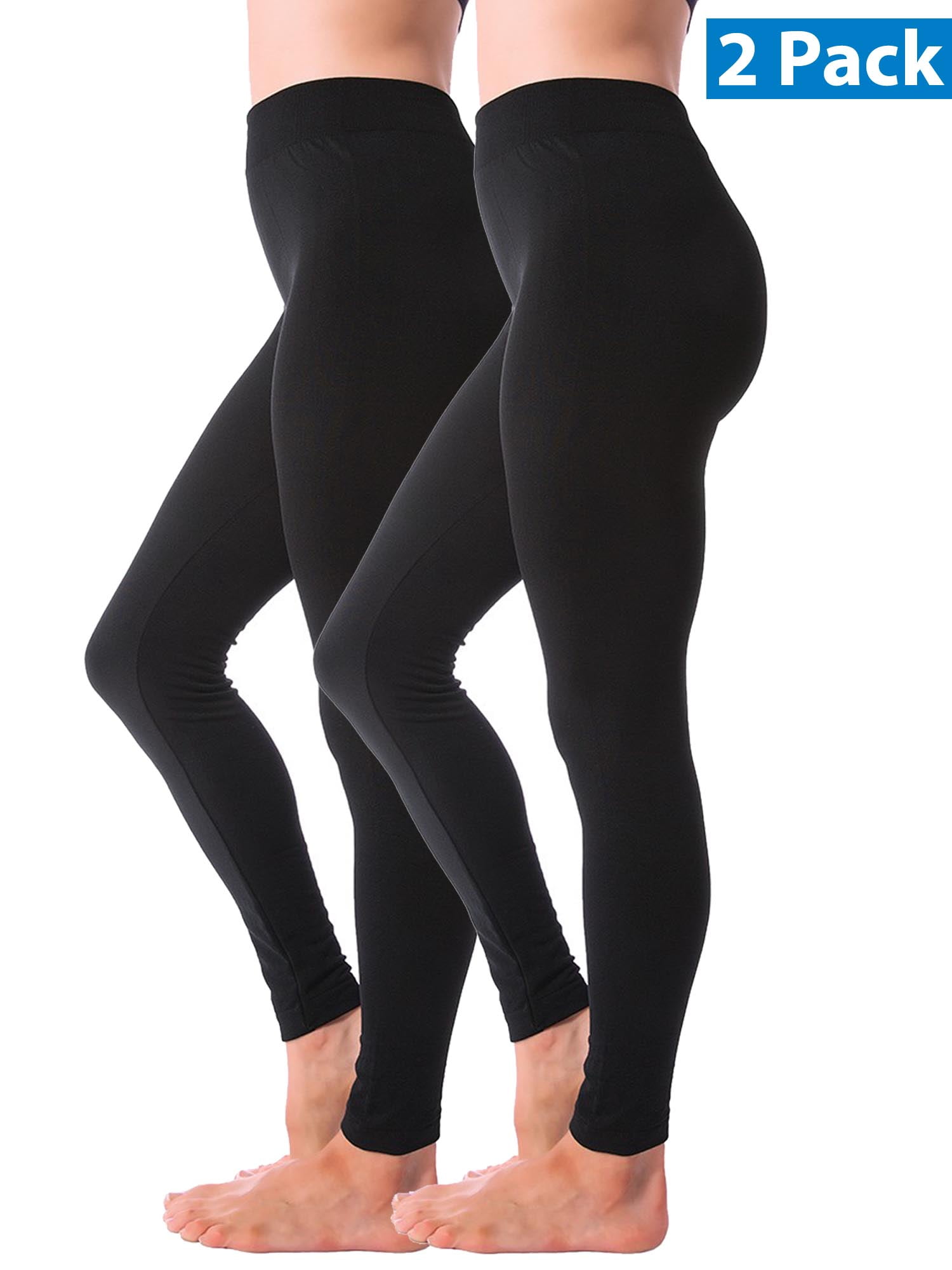 2 Pack Women Winter Leggings Warm Fleece Lined Thick Brushed Full Length Thermal Legging Pants