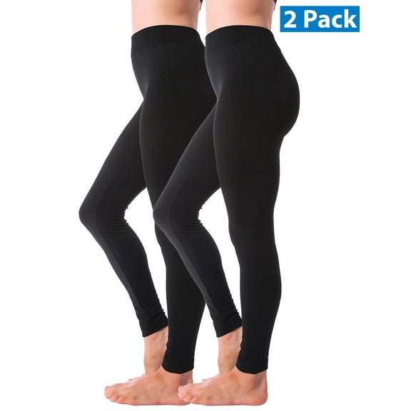 Kuda Moda 2 Pack Women Winter Leggings Warm Fleece Lined Thick Brushed Full Length Thermal Legging Pants