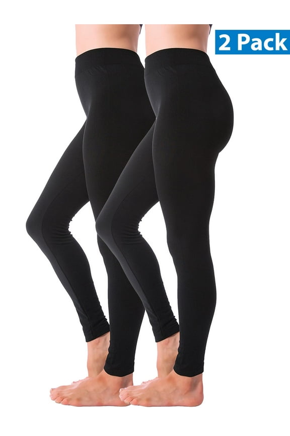 2 Pack Women Winter Leggings Warm Fleece Lined Thick Brushed Full Length Thermal Legging Pants