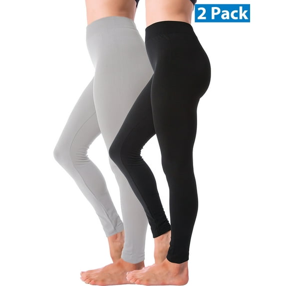 Kuda Moda 2 Pack Women Winter Leggings Warm Fleece Lined Thick Brushed Full Length Thermal Legging Pants