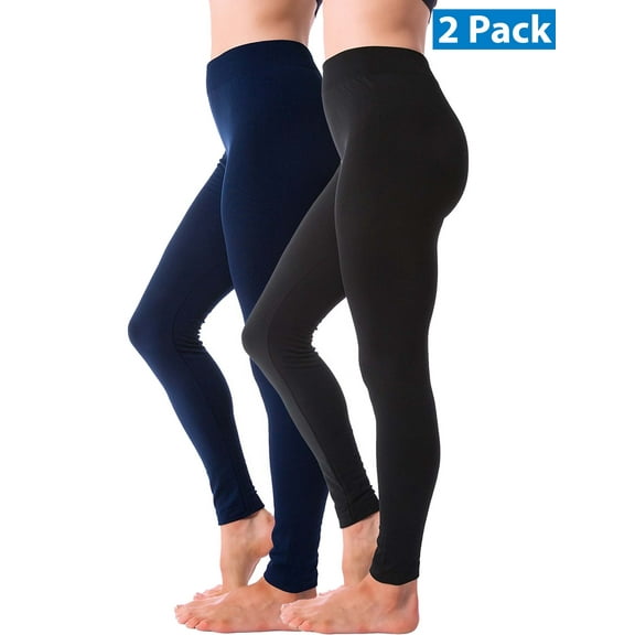 Kuda Moda 2 Pack Women Winter Leggings Warm Fleece Lined Thick Brushed Full Length Thermal Legging Pants