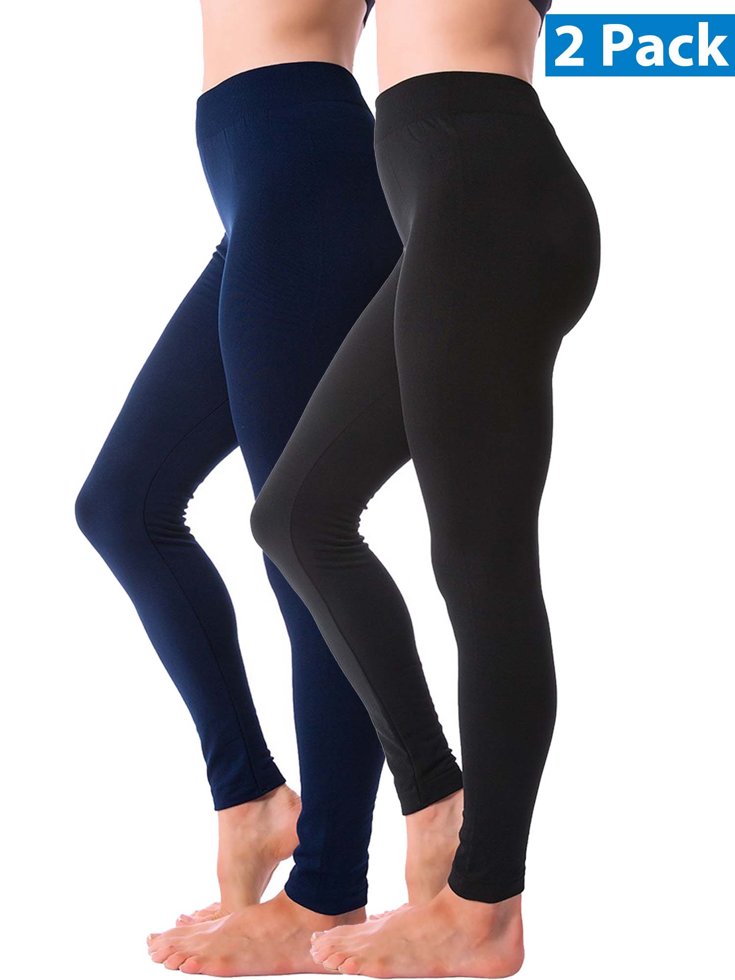 Kuda Moda Women's Fleece Lined Thermal Leggings, 2-Pack photo 1