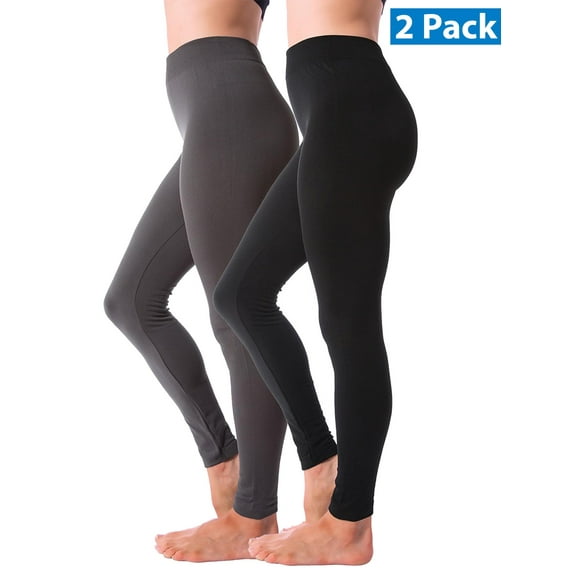 Kuda Moda 2 Pack Women Winter Leggings Warm Fleece Lined Thick Brushed Full Length Thermal Legging Pants