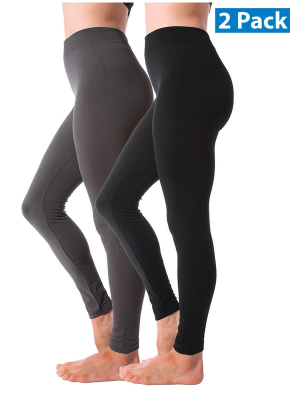 2 Pack Women Winter Leggings Warm Fleece Lined Thick Brushed Full Length Thermal Legging Pants