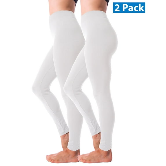 Kuda Moda 2 Pack Women Winter Leggings Warm Fleece Lined Thick Brushed Full Length Thermal Legging Pants