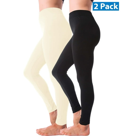 Kuda Moda 2 Pack Women Winter Leggings Warm Fleece Lined Thick Brushed Full Length Thermal Legging Pants