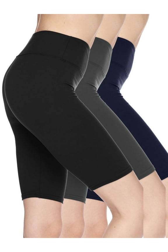 3-Pack Women's High Waist Biker Shorts – Butter Soft, Stretchy, Solid Colors – Yoga, Workout, Casual Activewear