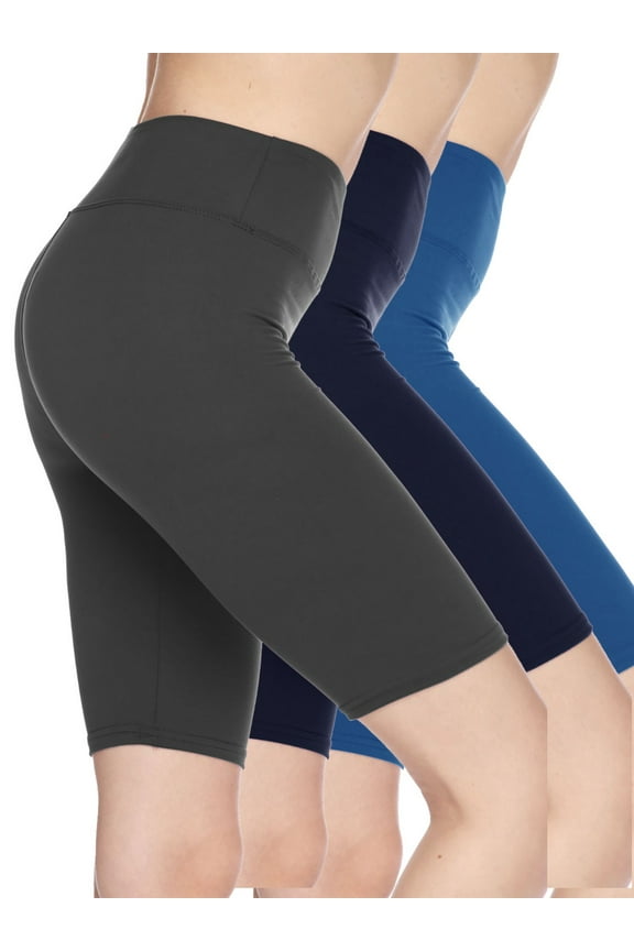 3-Pack Women's High Waist Biker Shorts – Butter Soft, Stretchy, Solid Colors – Yoga, Workout, Casual Activewear