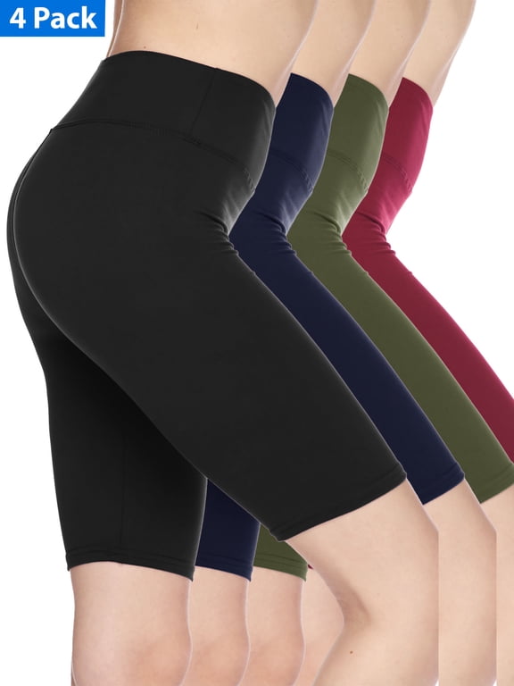4 Pack Women 3 inch Wide Waistband Bike Short Biker Shorts Legging Pants Sports Yoga