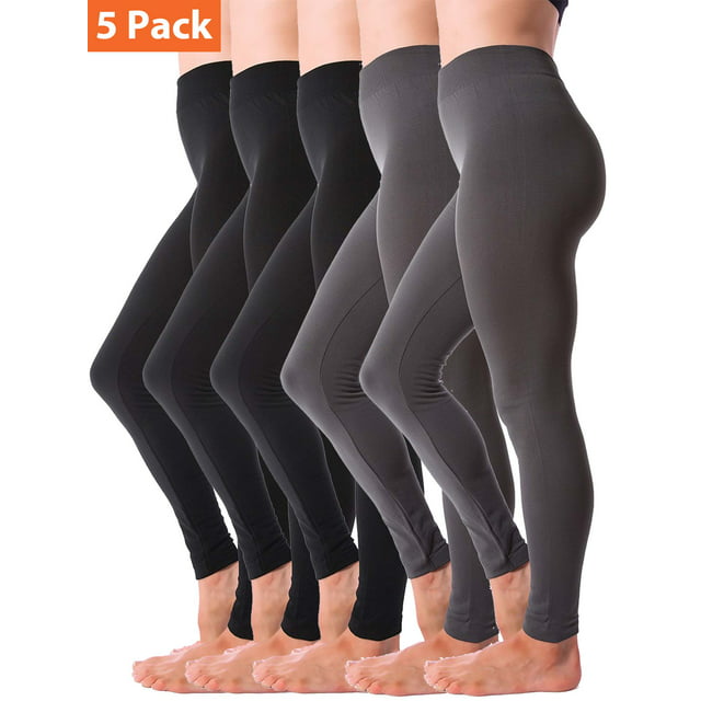Kuda Moda 5-Pack Fleece Lined Leggings for Women Winter Legging Warm ...