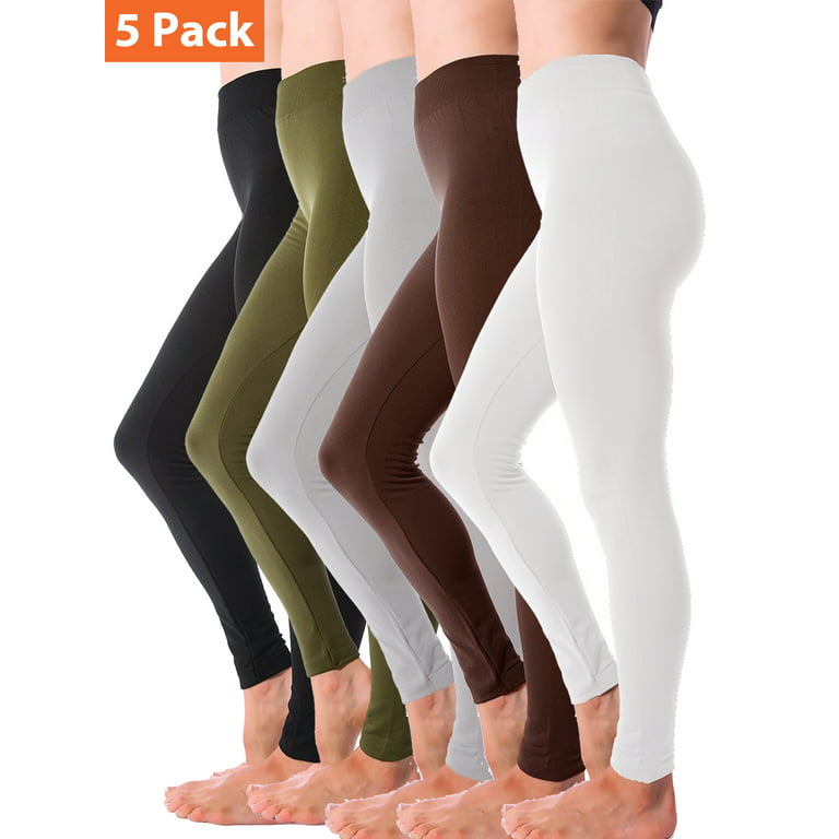 Kuda Moda 5-Pack Fleece Lined Leggings for Women Winter Warm Thermal Full  Length Leggings 