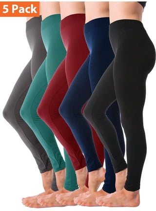 4 Pack Women's Warm Winter Fleece Lined wide elastic waistband Thermal  Leggings with Flattering Front Seam 