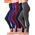 thumbnail image 1 of Kuda Moda 5-Pack Fleece Lined Leggings for Women Winter Warm Thermal Full Length Leggings, 1 of 7