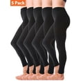 thumbnail image 1 of Kuda Moda 5-Pack Fleece Lined Leggings for Women Winter Warm Thermal Full Length Leggings, 1 of 8