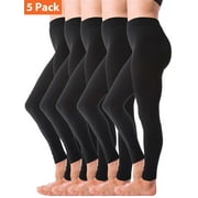 5-Pack Fleece Lined Leggings for Women Winter Warm Thermal Full Length Leggings