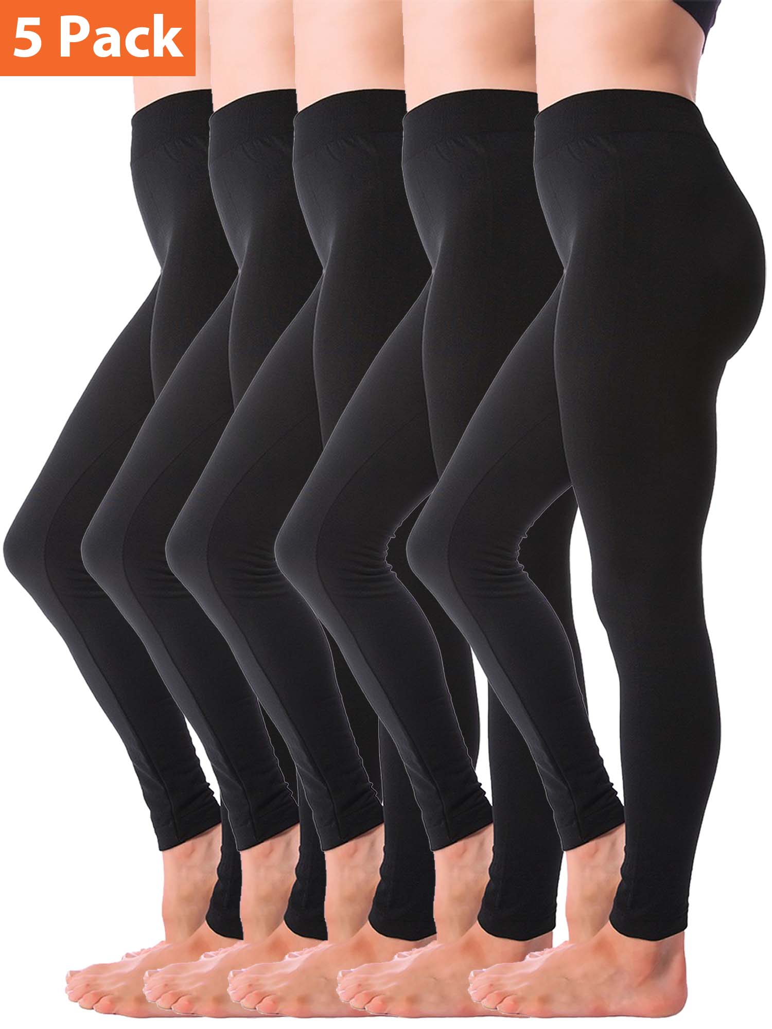 Kuda Moda 5-Pack Fleece Lined Winter Thermal Leggings