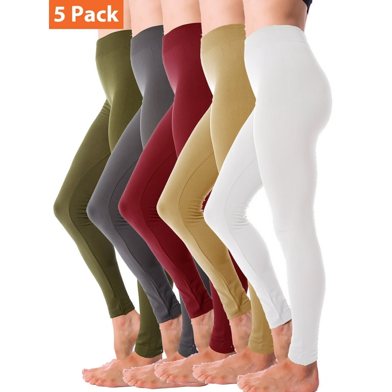 Kuda Moda 5-Pack Fleece Lined Leggings for Women Winter Warm Thermal Full  Length Leggings