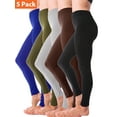 thumbnail image 1 of Kuda Moda 5-Pack Fleece Lined Leggings for Women Winter Warm Thermal Full Length Leggings, 1 of 7
